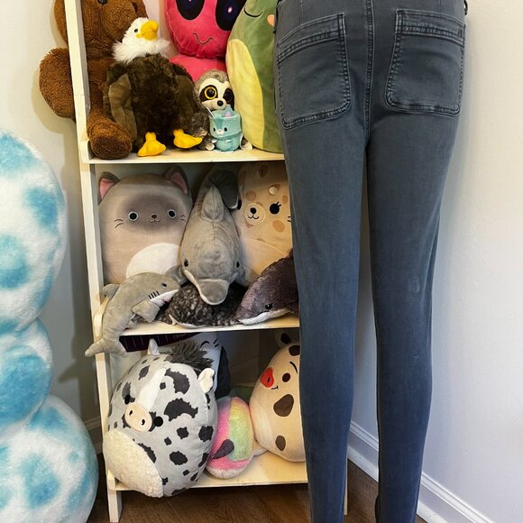 American Eagle Women’s Light Blue Button Fly High Rise Skinny Jeggings 4 X-Long - Picture 2 of 5